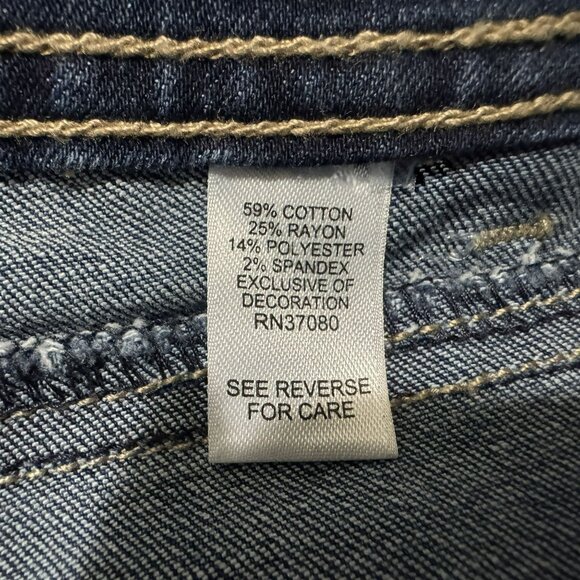 Womens Denim High-Rise Straight Leg Ankle Jeans 16 Embroidered Boho Est.1946 - Picture 6 of 6